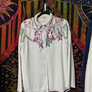 Sequin Embellished White Blouse